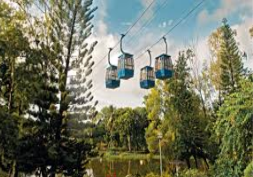 Amarabati Park with cable cars and lush greenery